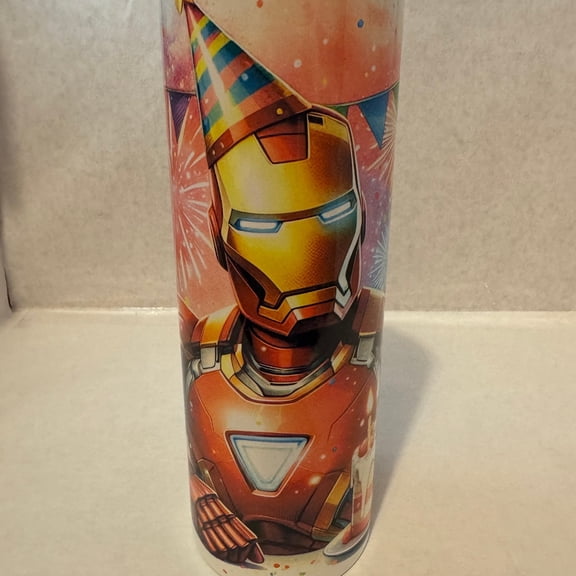 Iron Man Birthday Tumbler, Superhero Stainless Steel 20 - ounce Sublimation Cup, 20 oz