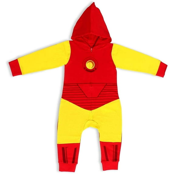 Iron Man Boys Single Roleplay Coverall Romper with Hood, Infant