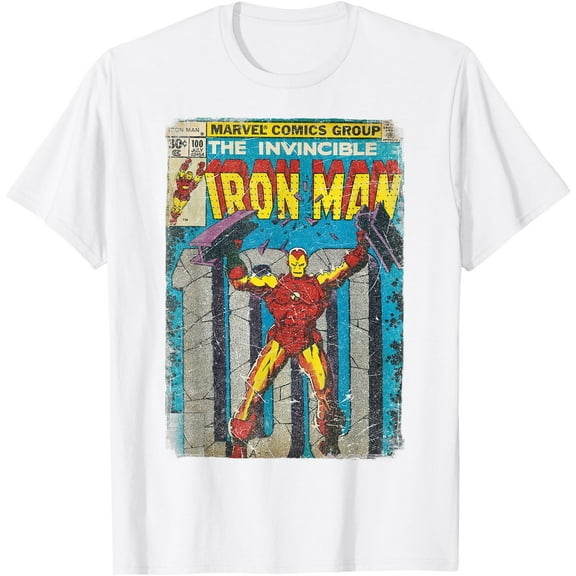 Iron Man Classic Retro Comic Vintage Cover Graphic DTG Print Unisex T-Shirt