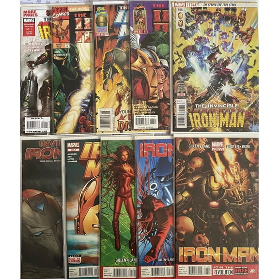Iron Man Comic Book 10-Issue Marvel Gift Set Collectors Bundle Featuring Tony Stark