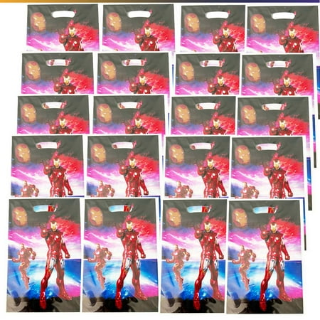 Iron Man Goodie Bag Candy Treat Birthday Gift Bags Party Favors Handles Snack Supplies