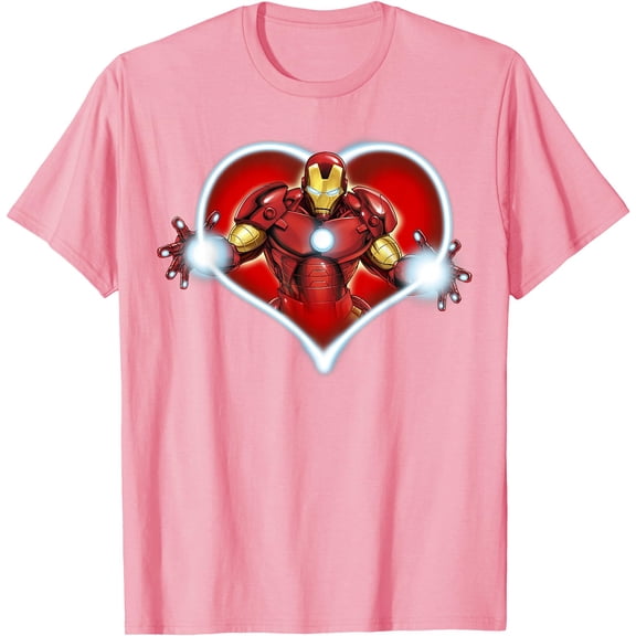 Iron Man Heart Blaster Glow Valentine Graphic DTG Print Unisex T-Shirt