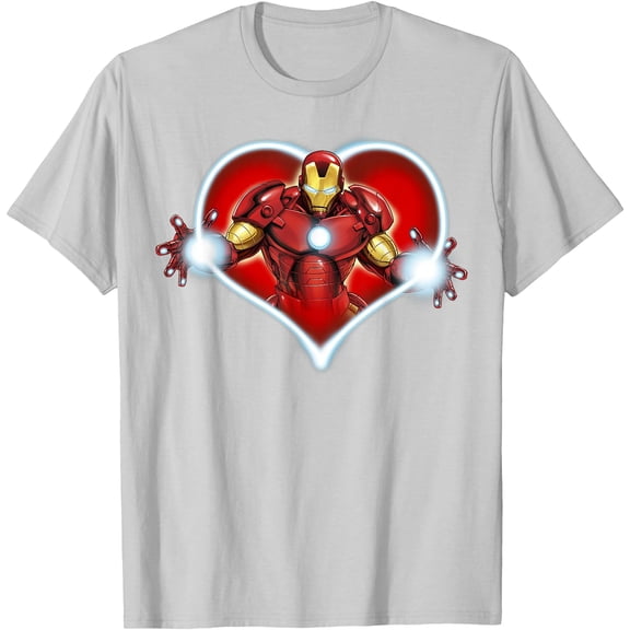 Iron Man Heart Blaster Glow Valentine Graphic DTG Print Unisex T-Shirt