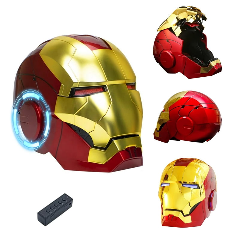 Iron Man Helmet Electronic Mark 5 Helmet Wearable Iron-man Mask with Sounds  & LED Eyes 1:1 model, Gold