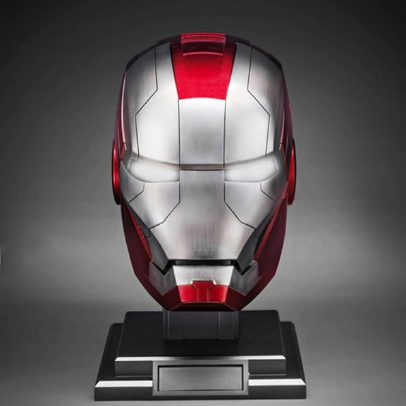 Iron Hero Man Helmet Mask, Wearable Iron Hero Man MK 5 Premium Electronic Mask with LED Eyes, Jarvis Voice, Touch & RC, Realistic Sound Effects, Superhero Movie 1:1 Model Prop Replica, Birthday Gift
