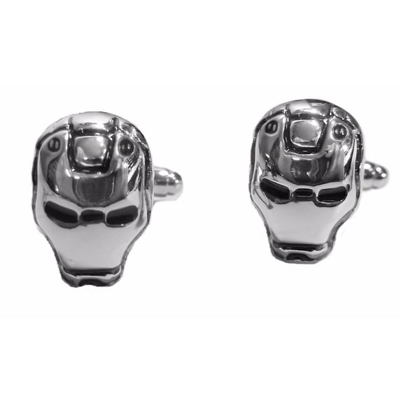 Iron Man Helmet Silvertone Cufflinks