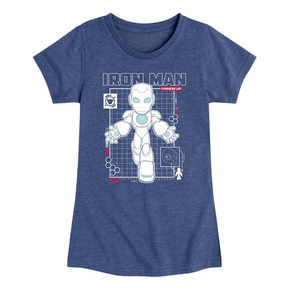 Iron Man & His Awesome Friends - Digital Iron Man - Youth Girls Fitted Short Sleeve T-Shirt