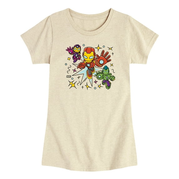 Iron Man & His Awesome Friends - Sketchy Iron Man Friends - Toddler Girls Fitted Short Sleeve T-Shirt
