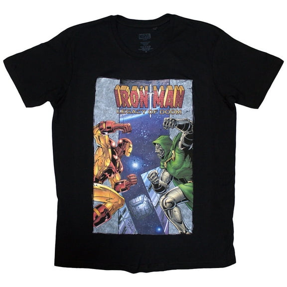 Marvel Comics Unisex T-Shirt Iron Man vs Dr Doom (Black)