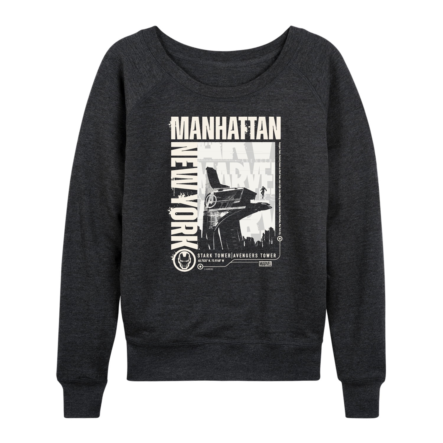Iron Man - Manhattan Stark Tower - Women's French Terry Long Sleeve Pullover