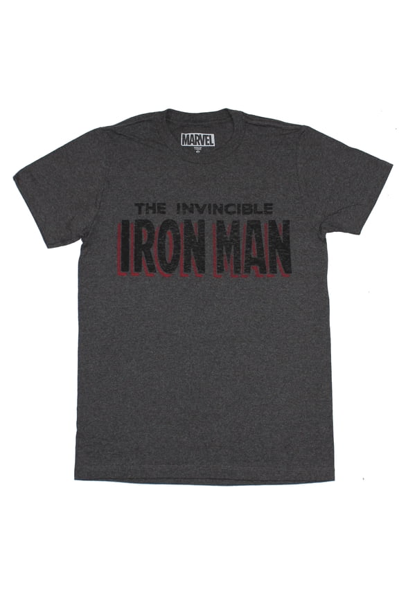 Iron Man (Marvel Comics) Mens T-Shirt - The Invincible Iron Man Simple Word Logo (Medium)