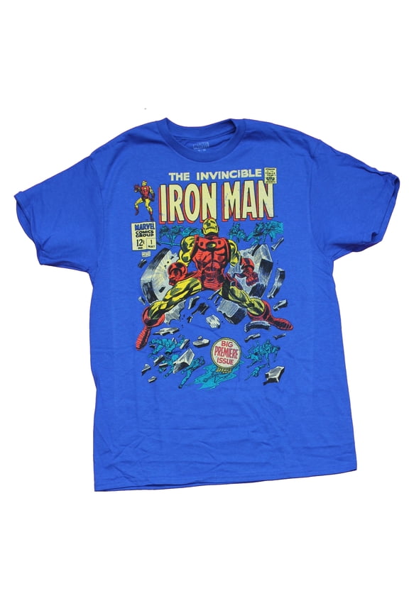 Iron Man Mens T-Shirt - Big Premiere Issue Distressed Cover Image