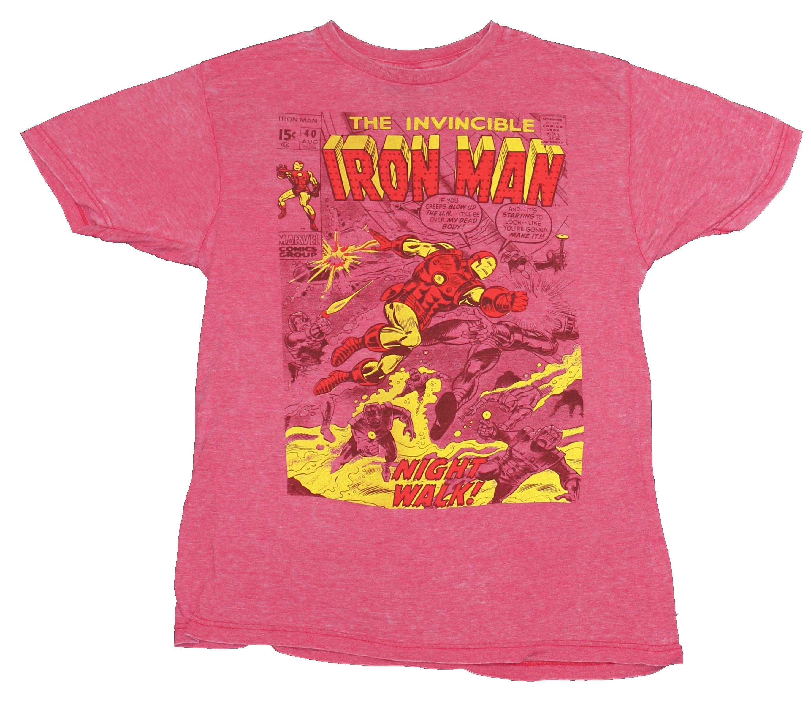 Iron Man Mens T-Shirt- Distressed Comic Cover 40 Image (X-Large)