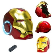 Iron Man Mk5 Helmet Electronic 1 : 1 Wearable Voice Touch Control Mask With Remote Control, Glowing LED Eyes and Electronic Sound Effects, Gold