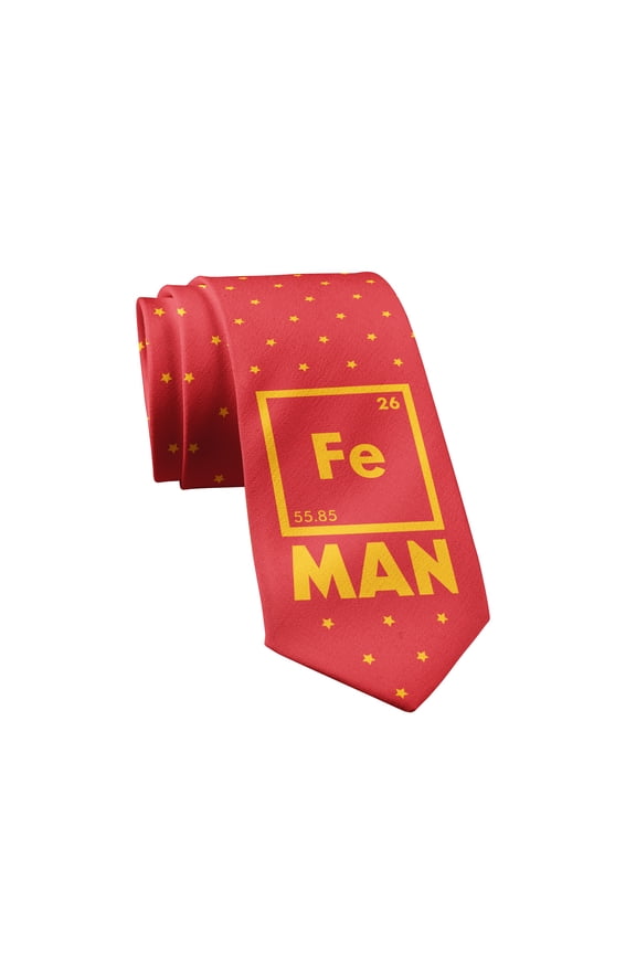 Iron Man Necktie Mens Novelty Neckties Science Teacher Tie Funny Ties Nerdy Fe man Tie Periodic Table Tie