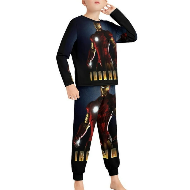 Iron Man Pajamas Set Long Sleeve Sleepwear Pant Set For Boys Girls 