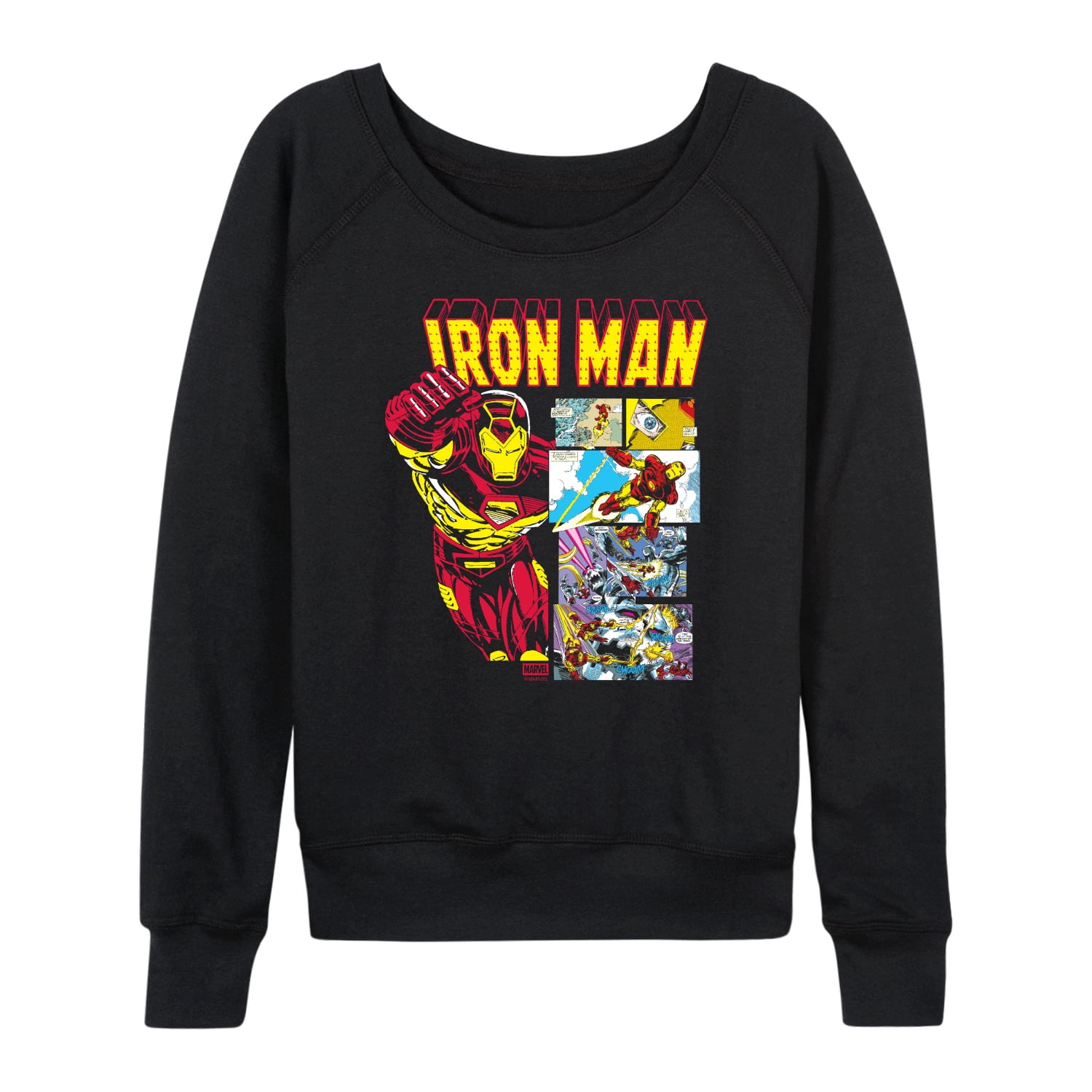 Iron Man - Panel Portrait - Women's French Terry Long Sleeve Pullover
