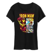 Iron Man - Panel Portrait - Womens Short Sleeve Graphic T-Shirt