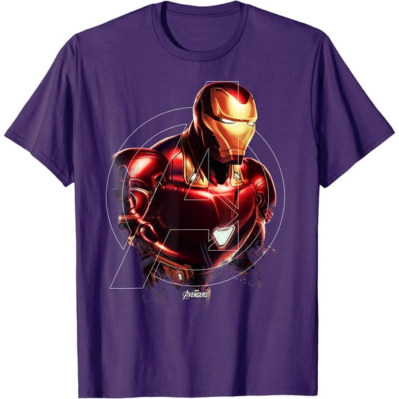 Iron Man Portrait Graphic DTG Print Unisex T-Shirt,Purple Color,Size XL
