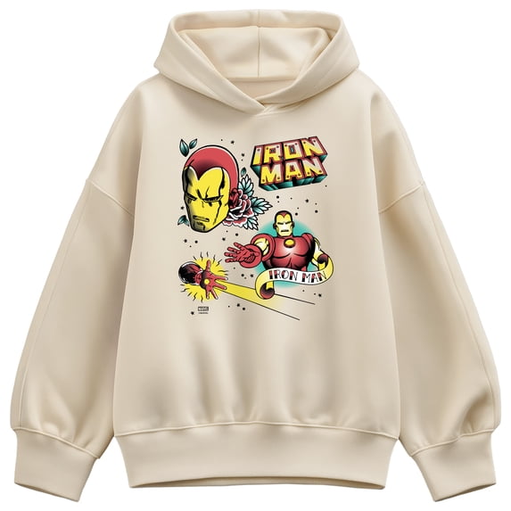 Iron Man - Tattoo Oversized Fleece Hoodie Sweatshirt