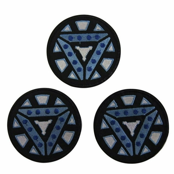 Iron Man Tony Stark's Arc Reactor Embroidered Patch Set of 3