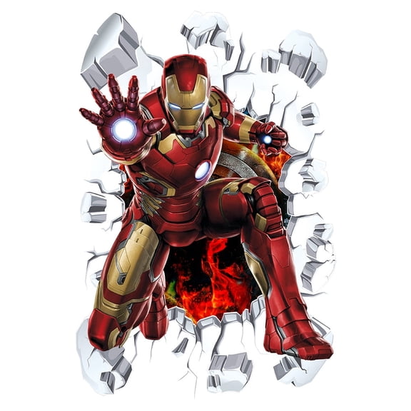 Iron Man Wall Sticker 3D Wall Sticker Children wall sticker Cartoon character wall sticker Cartoon background Wall decoration Birthday gift Children bedroom decoration 60*40CM