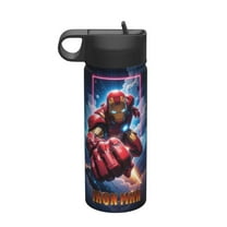 Iron Man Water Bottle with Straw Lid 18Oz Stainless Steel Vacuum Insulated Wide Mouth Water Bottles Cup for Boys Girls