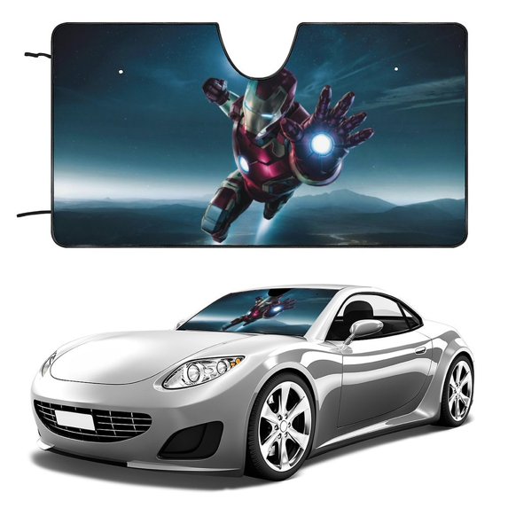 Iron Man Windshield Sun Shade - Car Sun Shade Windshield Keeps Interior Cool, Reflector Sunshade, Foldable Sunshade for Car Windshield for Cars, SUVs 51"x28"