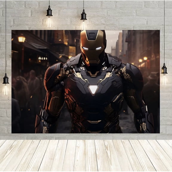 Iron Man backdrop, 6040 inch Iron Man party decoration, suitable for birthday party decorations and bedroom decorations.