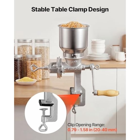 Iron Manual Hand Grain Grinder High Hopper Mill for Coffee Barley Wheat Chickpeas Pepper Home Brewing Animal Feed