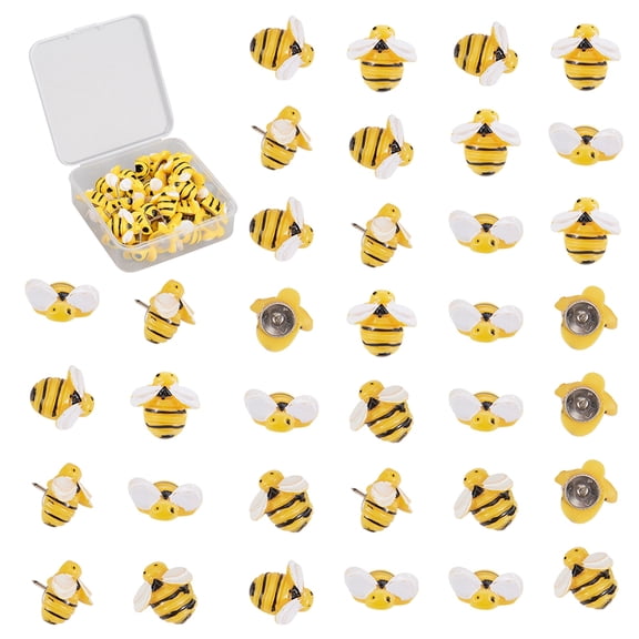 Iron Map Pins Drawing Push Pins with Resin Bees for Photos Wall Maps Bulletin Board or Corkboards Yellow 16.5x19.5x17.5x18.5mm