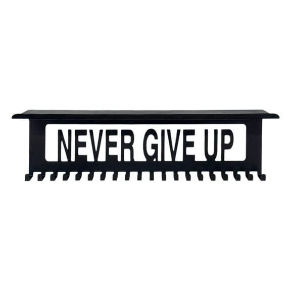 Iron Medal Hanger Display Rack with Shelf and Hooks, Wall Mount Trophy Organizer for Sports and Awards