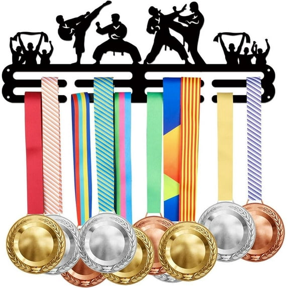 Iron Medal Hanger Holder Display Wall Rack 2-Line with Screws Karate Sports 400x150mm