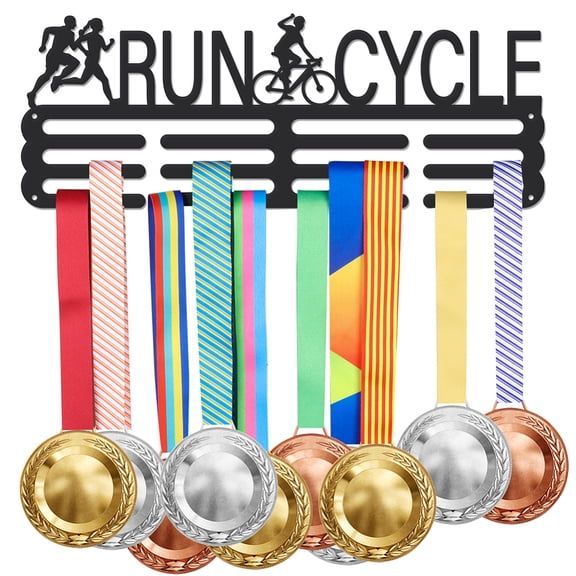Iron Medal Hanger Holder Display Wall Rack 2-Line with Screws Run & Cycle Sports 150x400mm