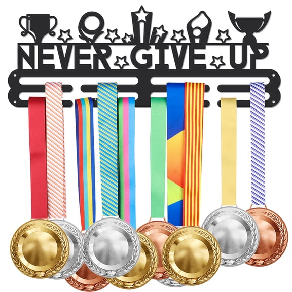 Iron Medal Hanger Holder Display Wall Rack 3-Line with Screws Black Trophy 400x150mm DIY