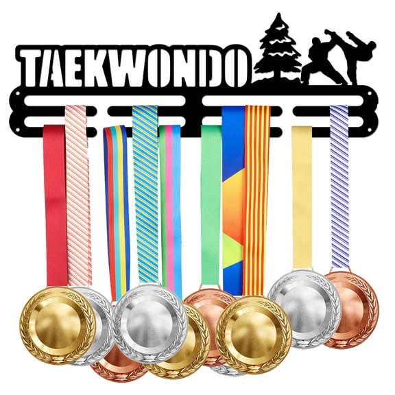 Iron Medal Hanger Holder Display Wall Rack with Screws Taekwondo Tree 135x400mm DIY