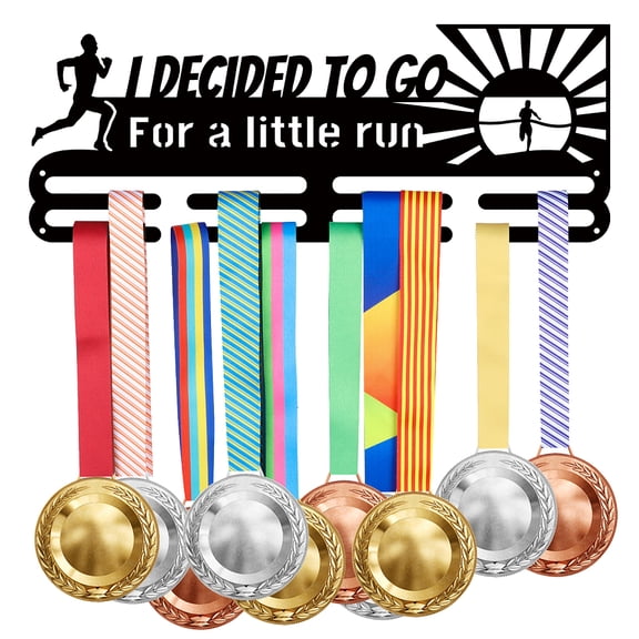 Iron Medal Holder Frame Medals Display Hanger Rack with Screws Rectangle with Word I DECIDED TO GO For a little run Electrophoresis Black