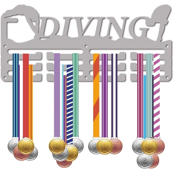 Iron Medal Holder Medal Display Hanger Rack Medal Holder Frame with Standoff Pins Diving Sports 130x290mm Hole: 5mm for diy