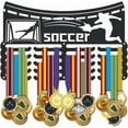 thumbnail image 1 of Iron Medal Holder Medals Display Hanger Rack Medal Holder Frame Rectangle Football 400x250mm, 1 of 9