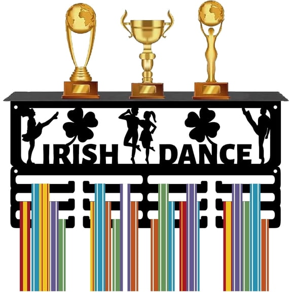 Iron Medal Holder Medals Display Hanger Rack with Hanger Hooks Medal Holder Frame Rectangle Dancer 100~200x400mm Hole: 5mm 2pcs/set