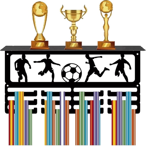 Iron Medal Holder Medals Display Hanger Rack with Hanger Hooks Medal Holder Frame Rectangle Football 100~200x400mm Hole: 5mm 2pcs/set DIY