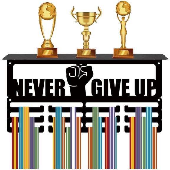 Iron Medal Holder Medals Display Hanger Rack with Hanger Hooks Medal Holder Frame Rectangle Word 100~200x400mm Hole: 5mm 2pcs/set Pattern 4