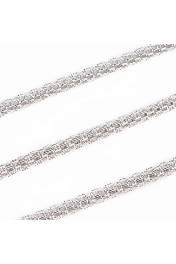 Iron Mesh Chains Network Chains Unwelded with Card Paper Platinum Color Chains: 2.5mm thick DIY