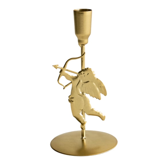 Iron Metal Candlestick, Valentine Cherub Decor, Tall Table Candle Holder, Gold Romantic Ornament for Wedding Home