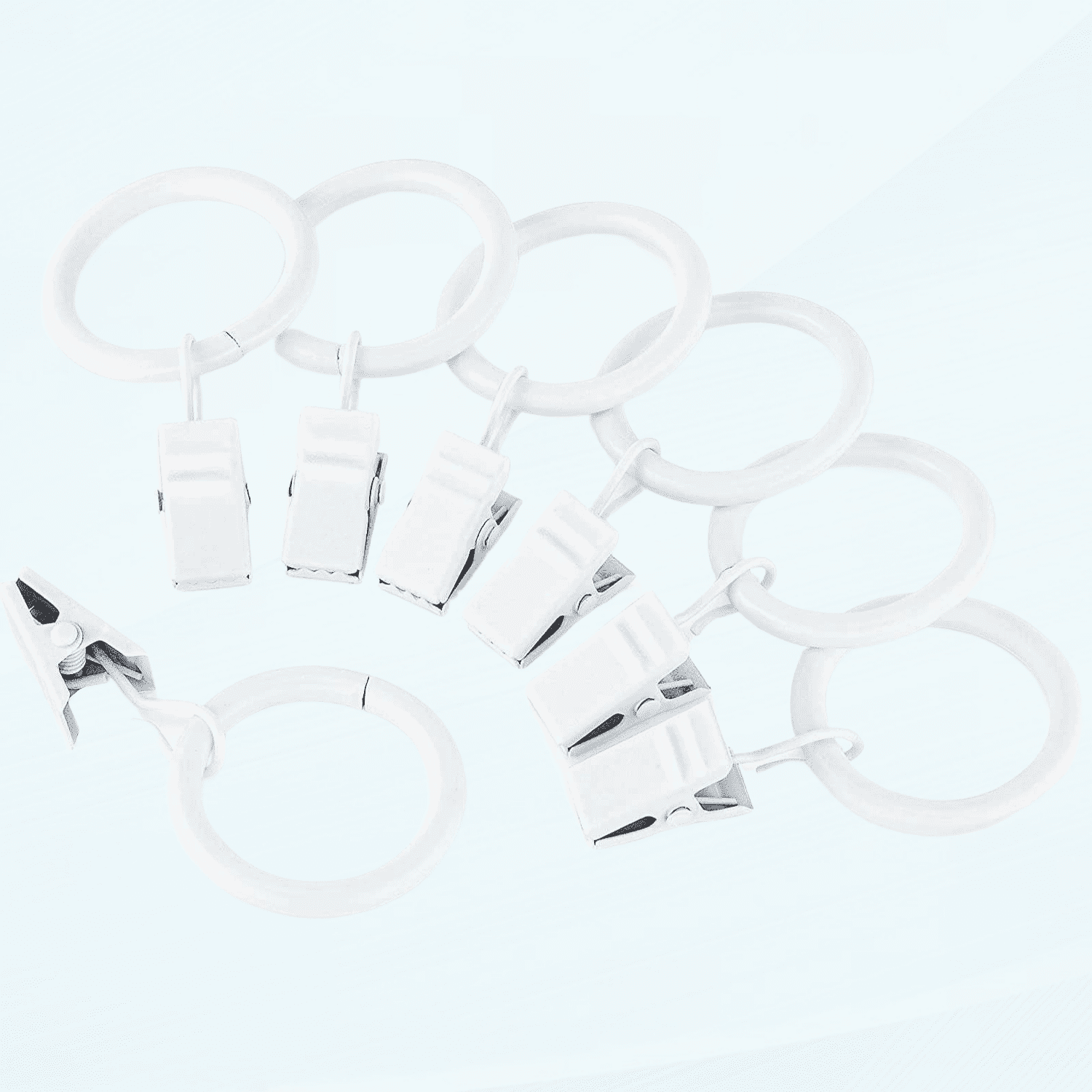 Iron Metal Curtain Clip Rings 1 Inch Interior Diameter (White, 20)