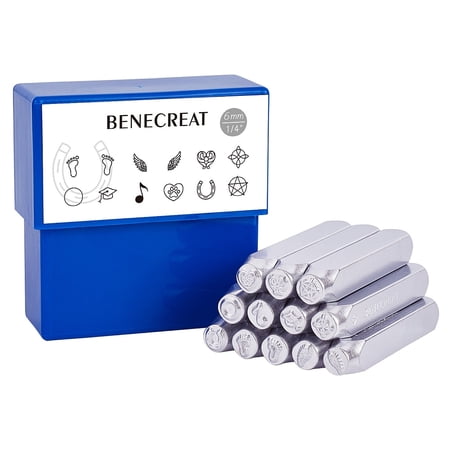 Iron Metal Stamps Mixed Patterns Platinum 65.5x10mm 12pcs/box Diy