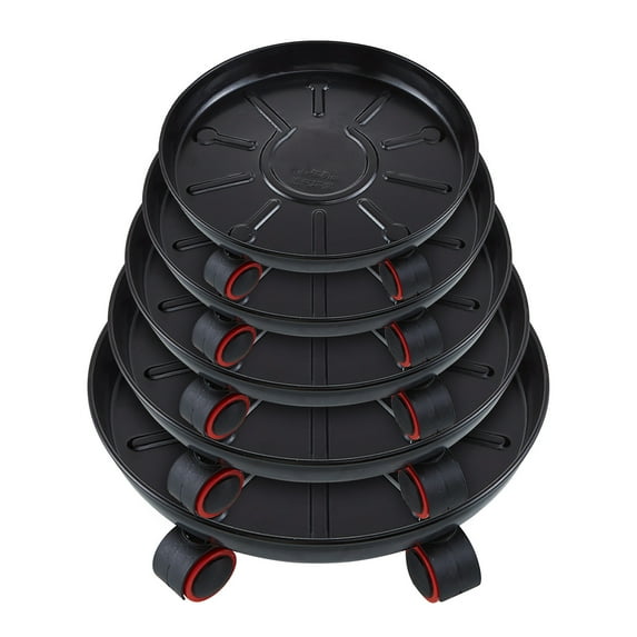 Iron Metal Universal Wheel Base Circular Thickened Pad With Water Receiving Box, Movable Iron Metal Flower Pot With Roller Tray, Home Essentials