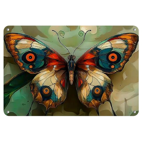 Iron Metal Wall Art Decor - Vintage Moth Design Plaque for Living Room, Garage, Cafe, Club - Durable Iron Sign, Wall Decor Gift, 1pc - 12x8 inches