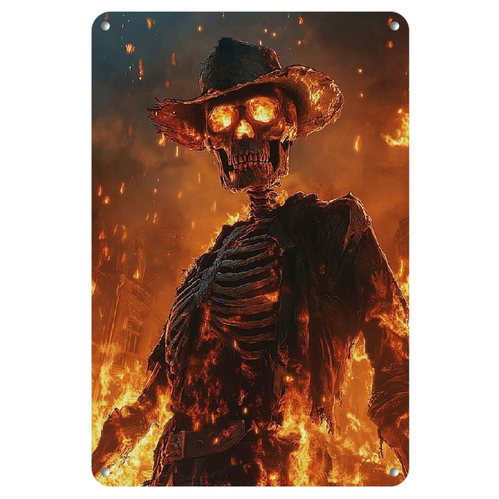 Iron Metal Wall Art - All Saints' Day Skeleton Cowboy Design, Weather ...