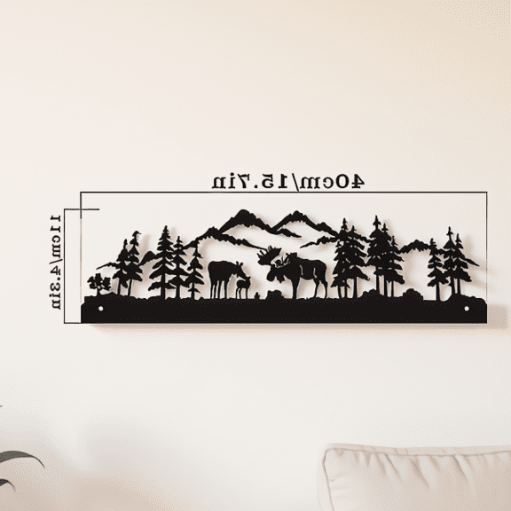 Iron Moose Silhouette Wall Art Rustic Forest Metal Wall Decor for Living Room Cabin Entryway Brown